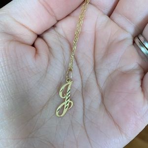 14k Gold Initial Necklace “J”